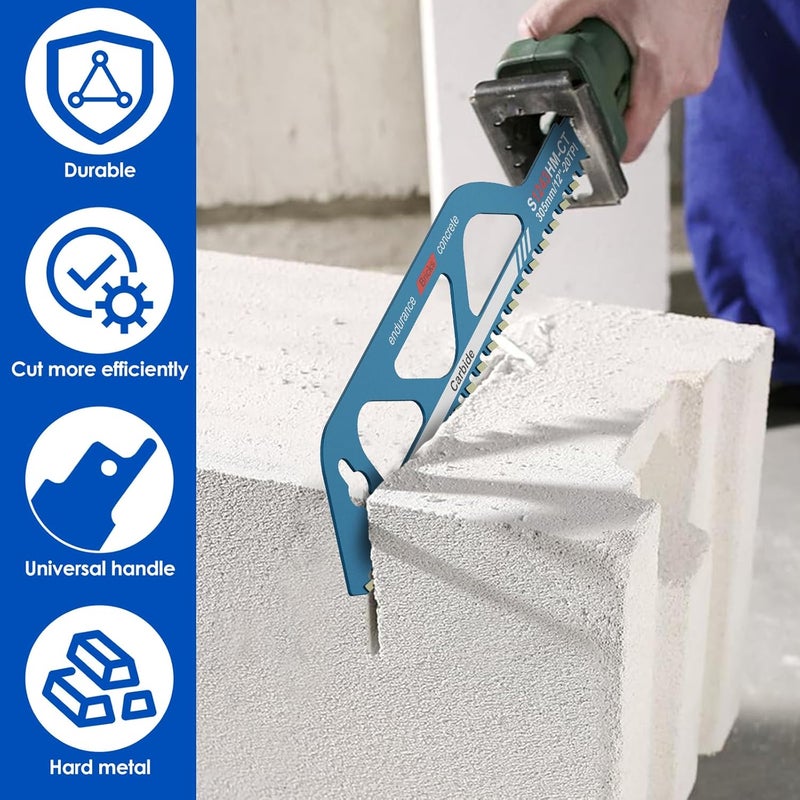 LAINIUTE 12Inch Masonry Reciprocating Saw Blade, 20TPI Concrete Saw Blades, Alloy Steel Brick Concrete Cutting Recip Saw Blade, Demolition Saw Blades for Cutting Brick, Cement, Cinder Block - Image 2